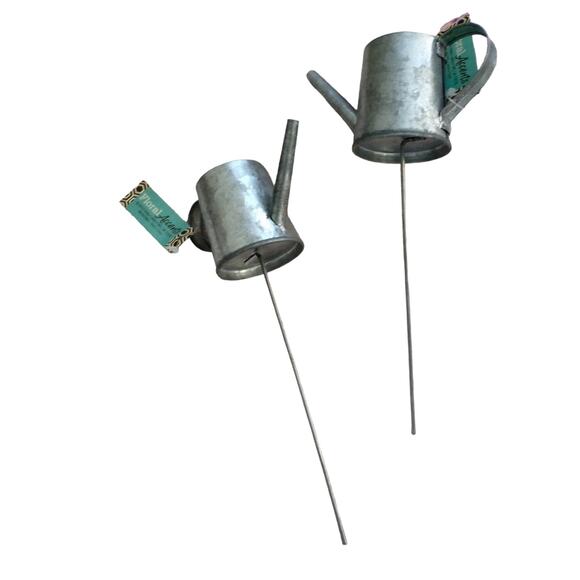 Metal Watering Cans Design Floral Picks set of 2 Hobby Lobby - Picture 1 of 2